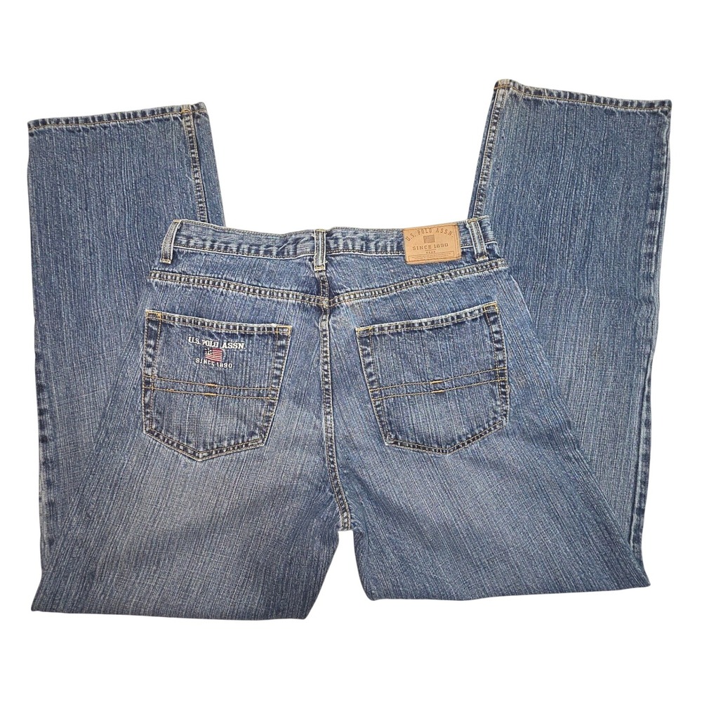 US Polo Assn Mens Straight Leg Blue Denim Jeans Medium Wash 34x34 USPA Logo